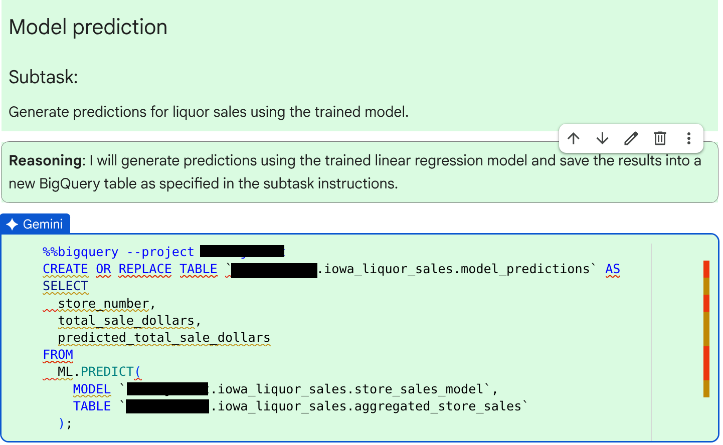 The code and reasoning to generate predictions.