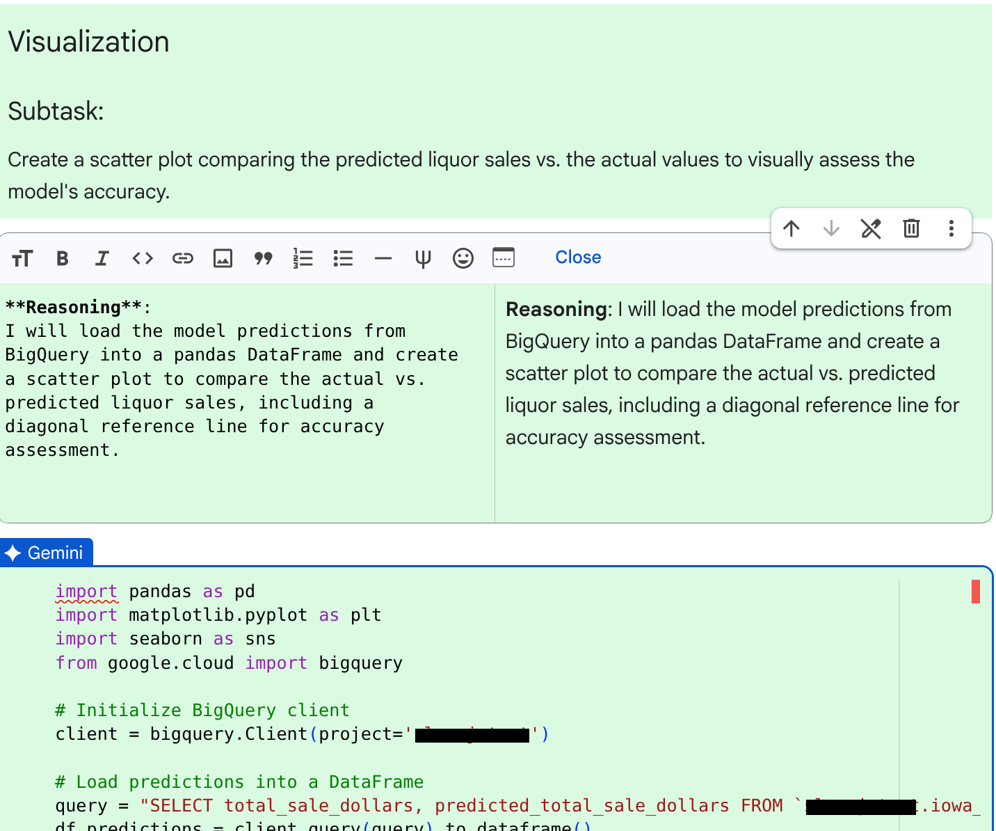 The code and reasoning to visualize the results.