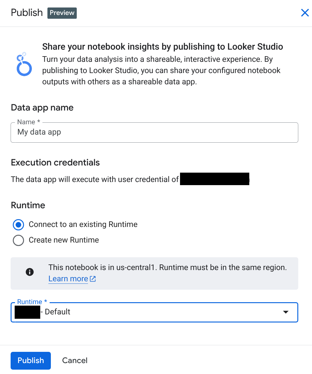 The Publish page for your app.