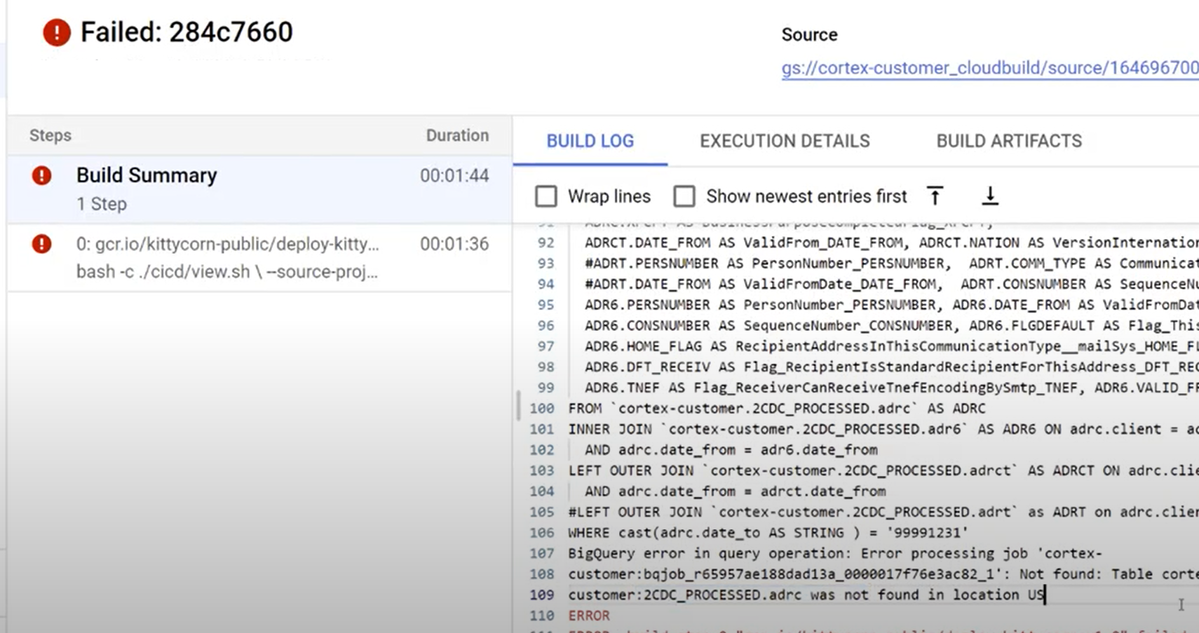 Identifying issues through Cloud Build logs Identifying issues