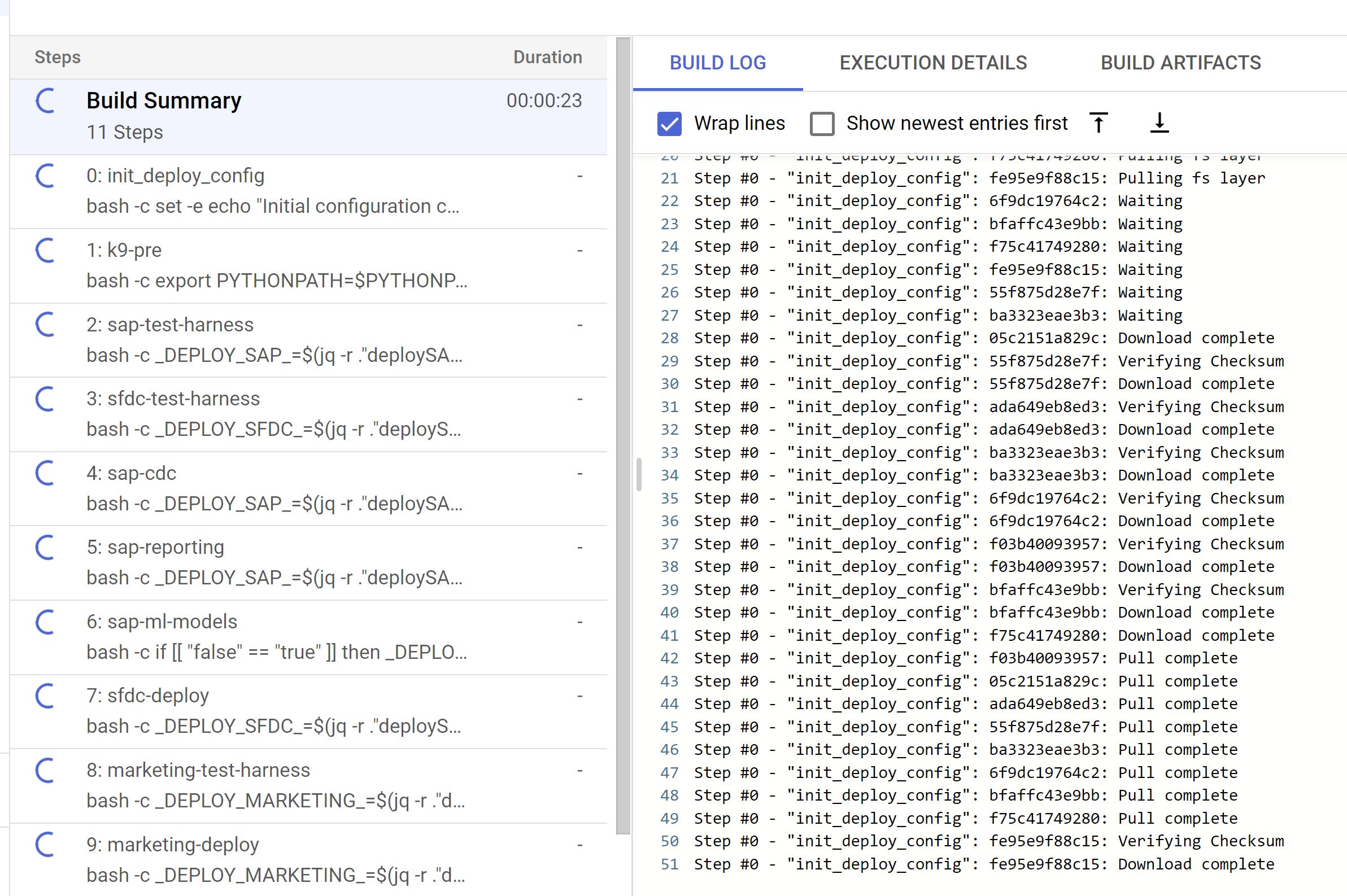 Logs progress in the console Logs progress