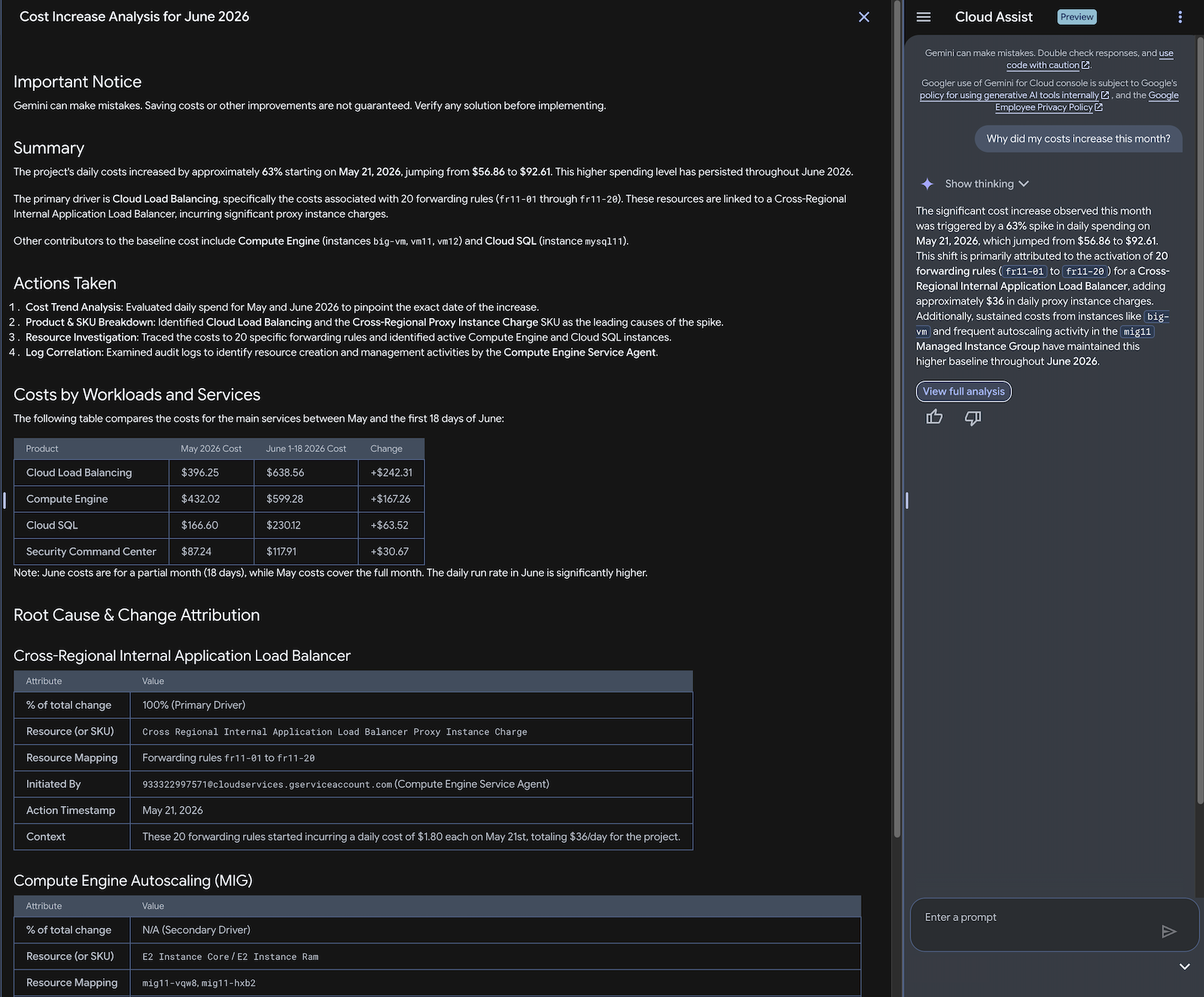 Example prompt response and research details