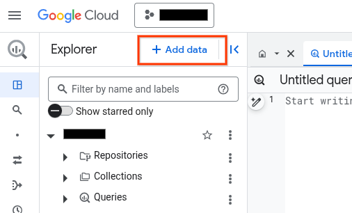 The Add data UI element.