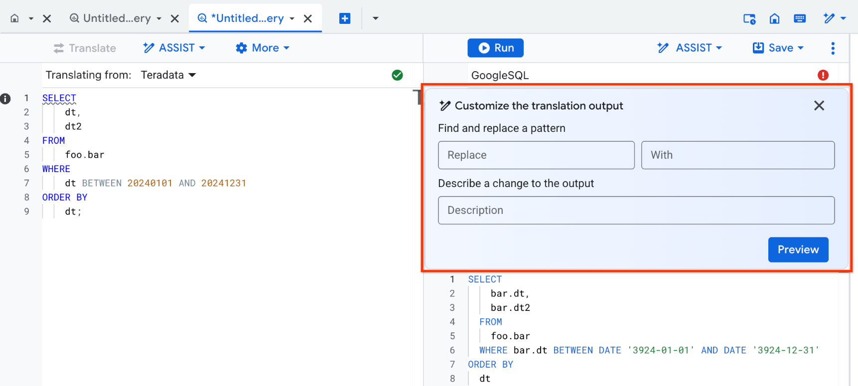 Customize translation output