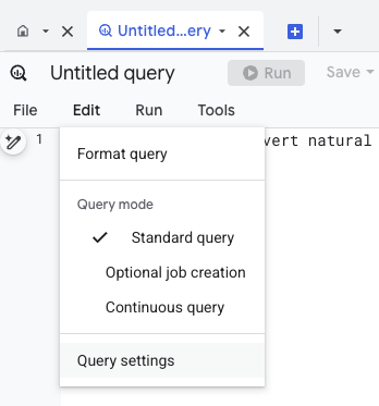 Query settings