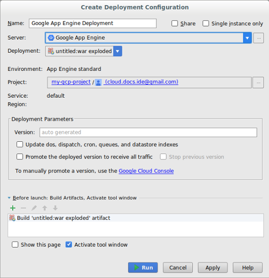 Screenshot showing the project selection field now visible that
previously was hidden until the Server field was populated.