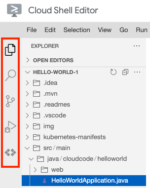 הממשק של Cloud Shell Editor