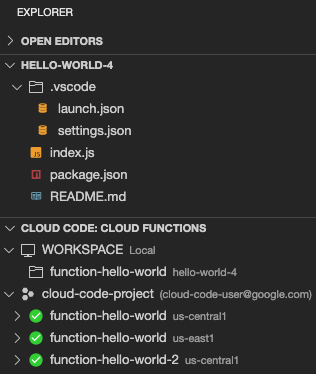 Réorganisation de l'explorateur Cloud Functions