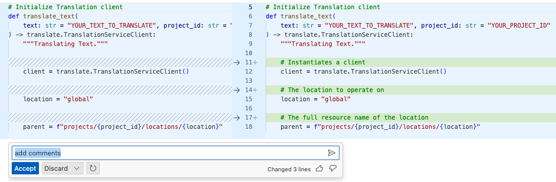 “Gemini：Chat”窗格中列出的上下文来源。