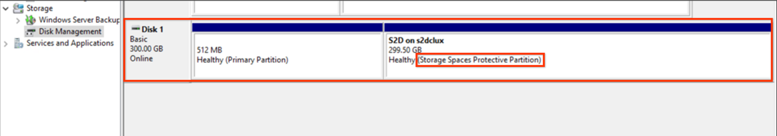 S2D details from Disk Management.