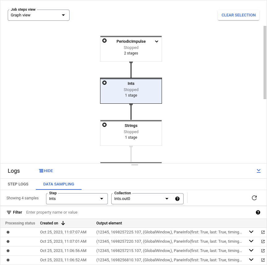  Google Cloud 控制台中的抽样数据