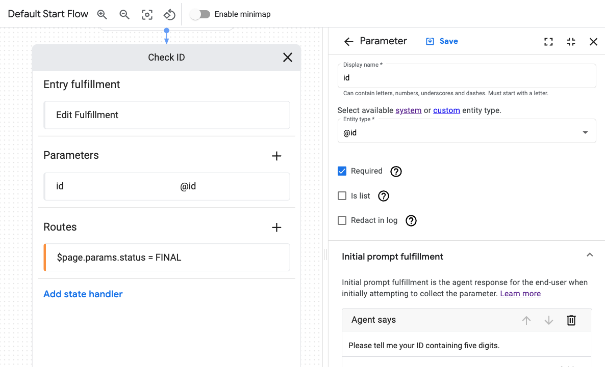 Required parameter in Dialogflow CX