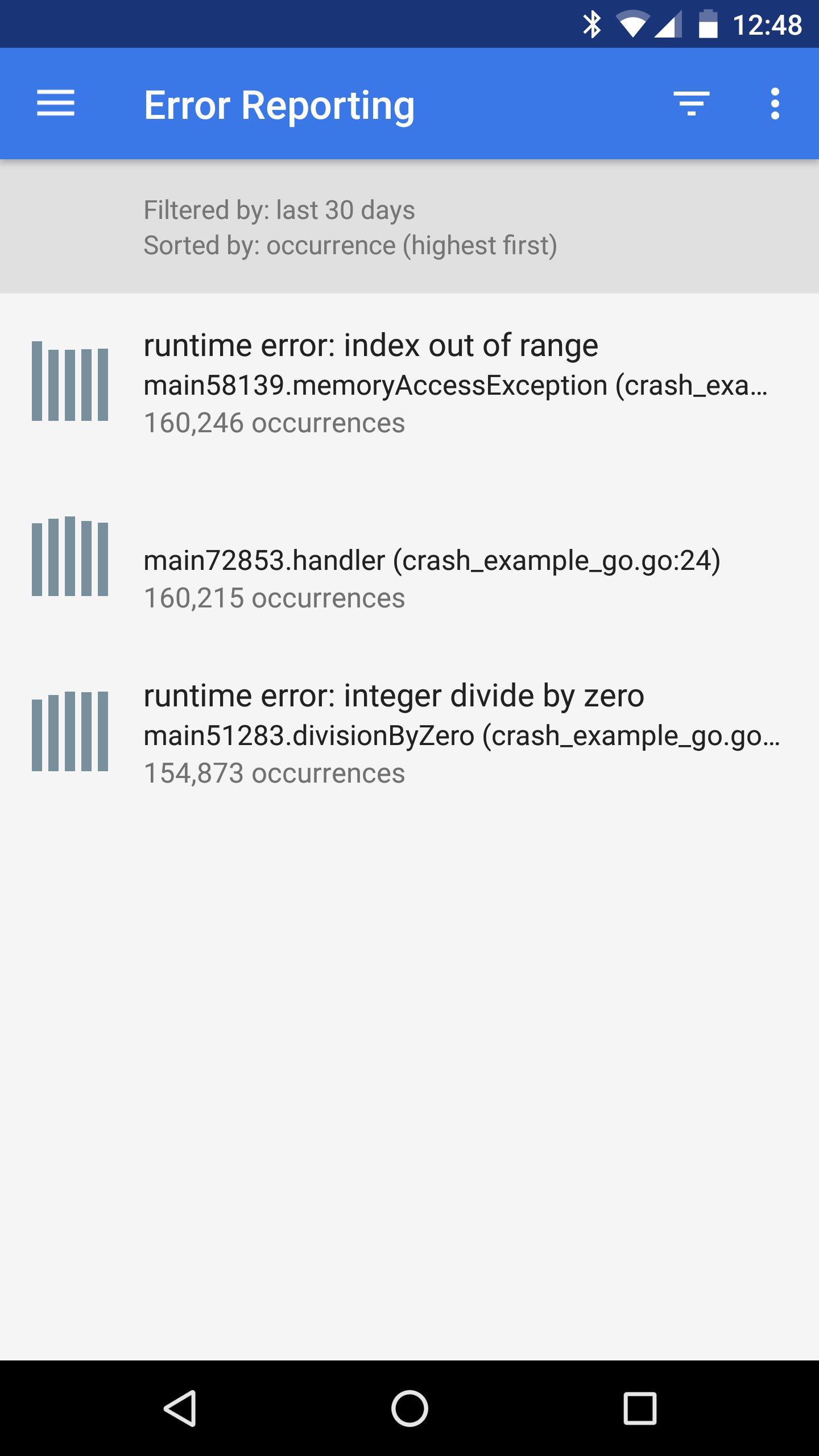 Mobile app main page.