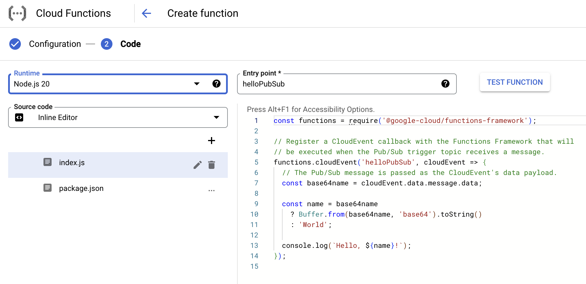 Screenshot yang menampilkan panel pengujian pra-deployment fungsi
