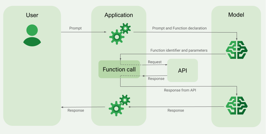 Diagram illustrating the Function Calling Interaction flow