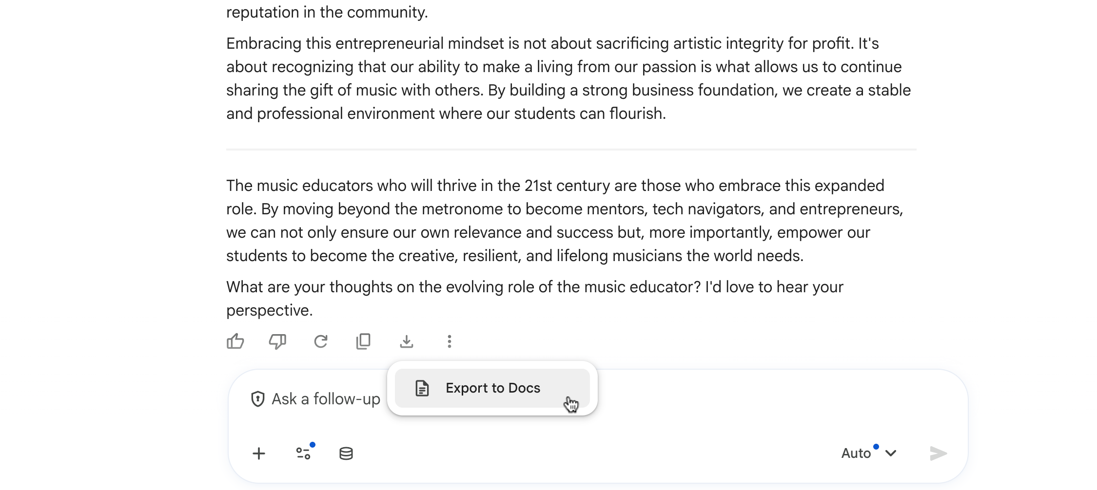 Export text to Google Docs