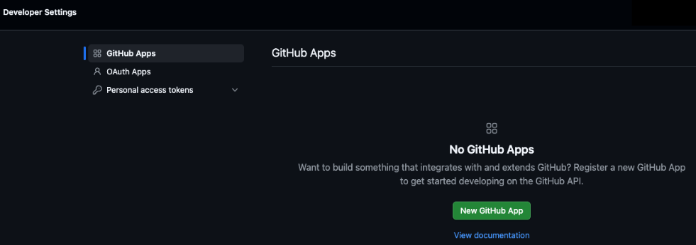 Developer settings GitHub app