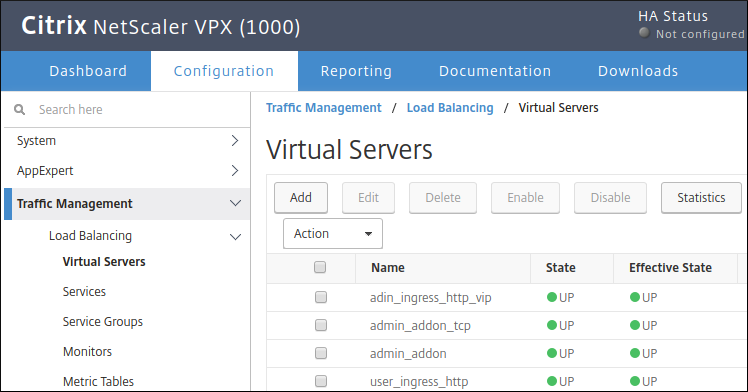 Captura de pantalla de la interfaz de usuario de Citrix en la que se muestra cómo añadir un servidor virtual (haz clic para ampliar)