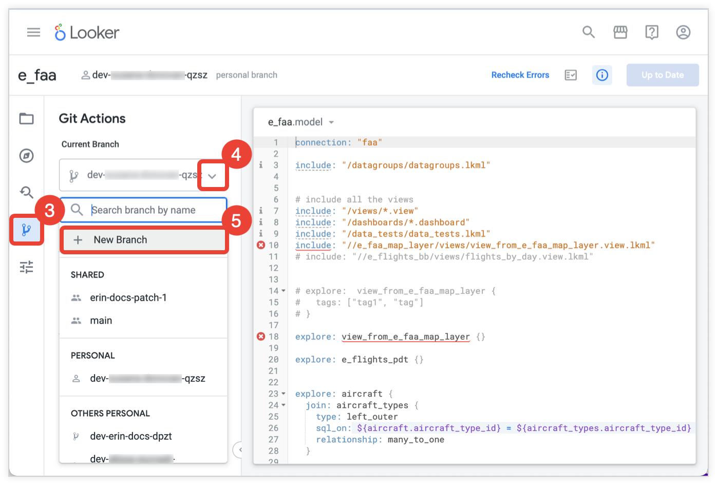 Git Actions panel