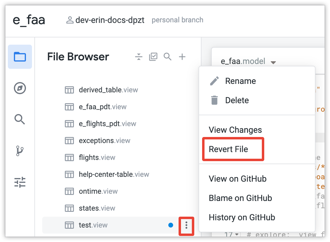 Revert File option