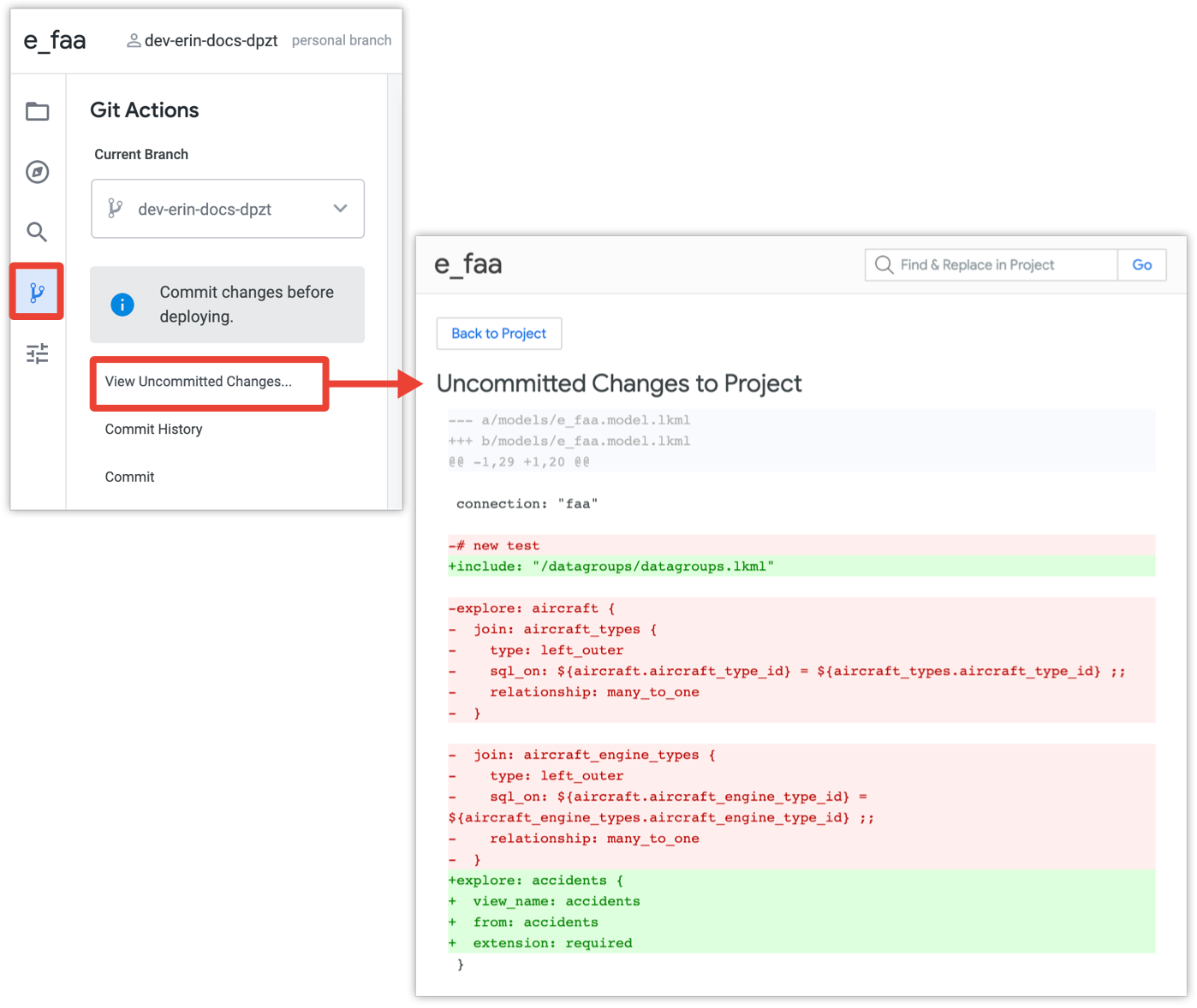 View Uncommitted Changes