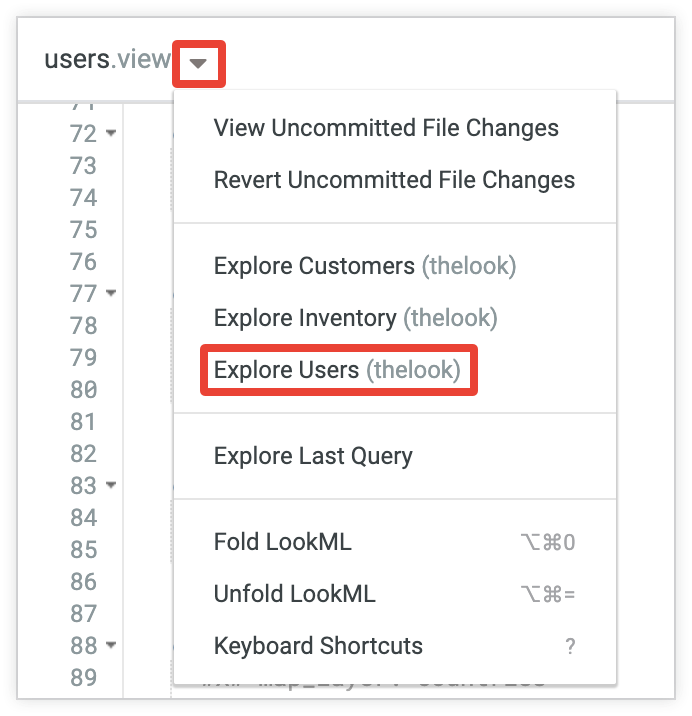 Explore option in the See file actions drop-down menu