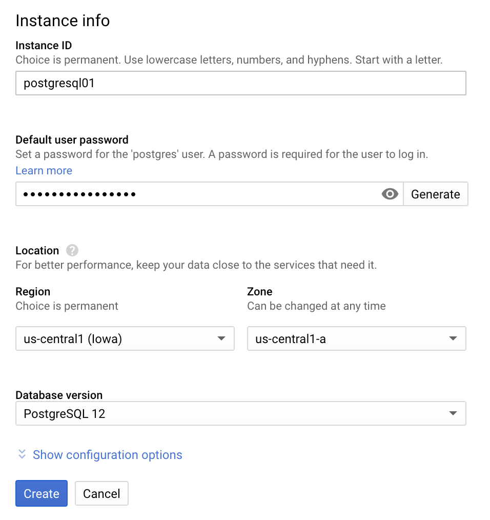 Criar uma instância do PostgreSQL.
