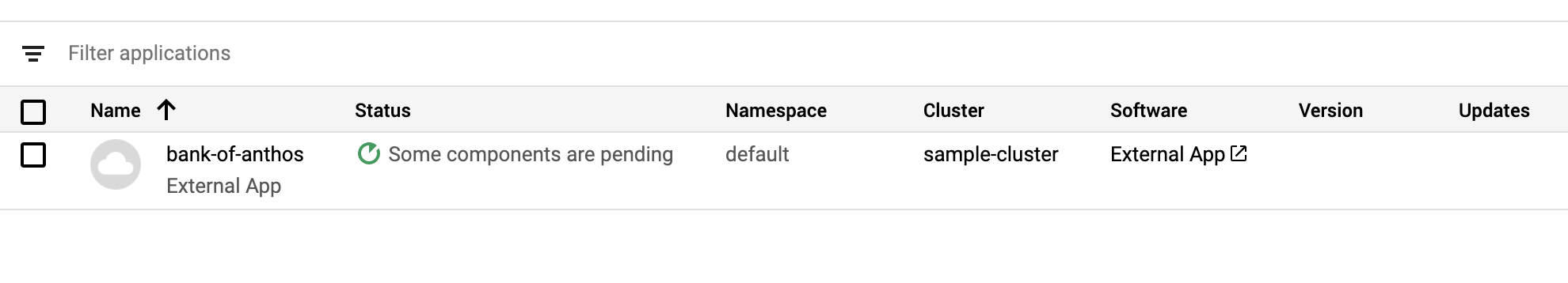 The software type External App is formatted as a hyperlink.