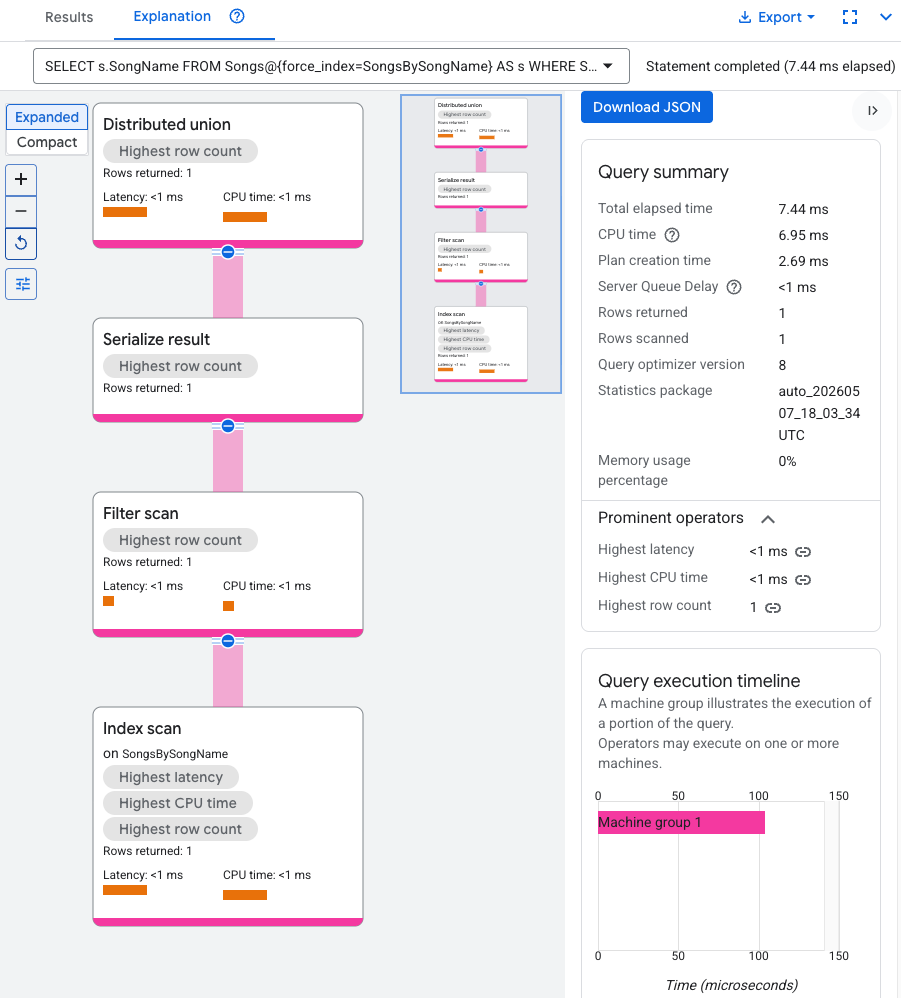 Simpler query execution plan