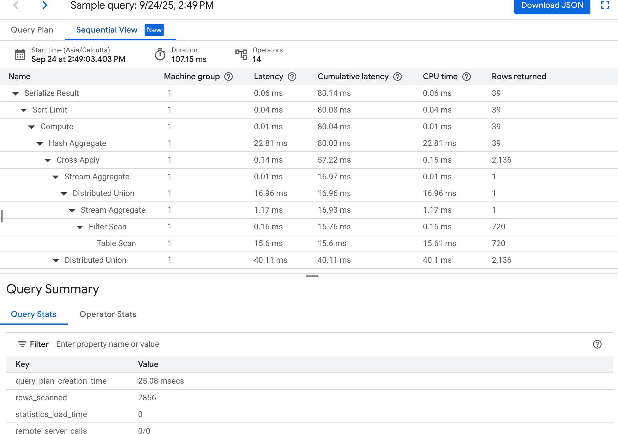 תצוגה רציפה של תוכנית שאילתה