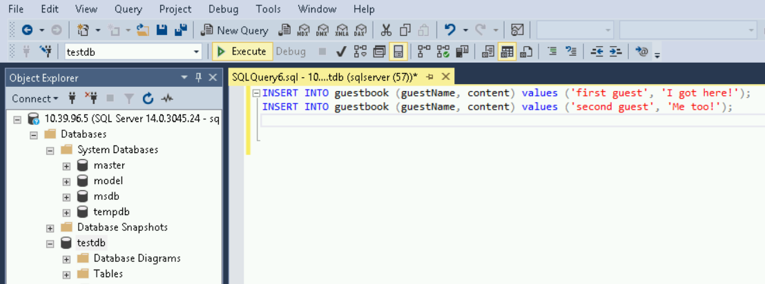 Enter two Insert statements