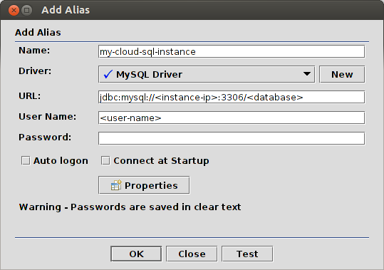 Alias nuevo en SQuirreL SQL.
