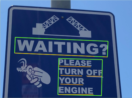 Road sign displaying text.